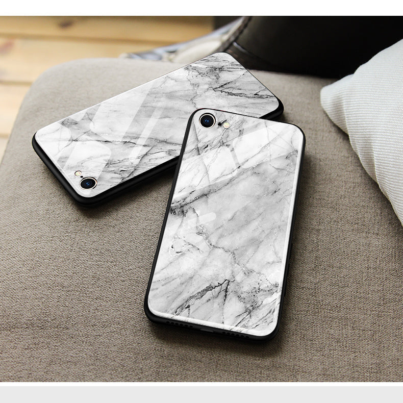 iPhone 16 Pro Max - White Marble Series - HQ Ultra Shine Premium Infinity Glass Soft Silicon Shockproof Case