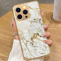 iPhone 16 Pro Max - White Marble Series - HQ Premium Shine Durable Golden Electroplate Case