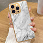 iPhone 16 Pro Max - White Marble Series - HQ Premium Shine Durable Golden Electroplate Case
