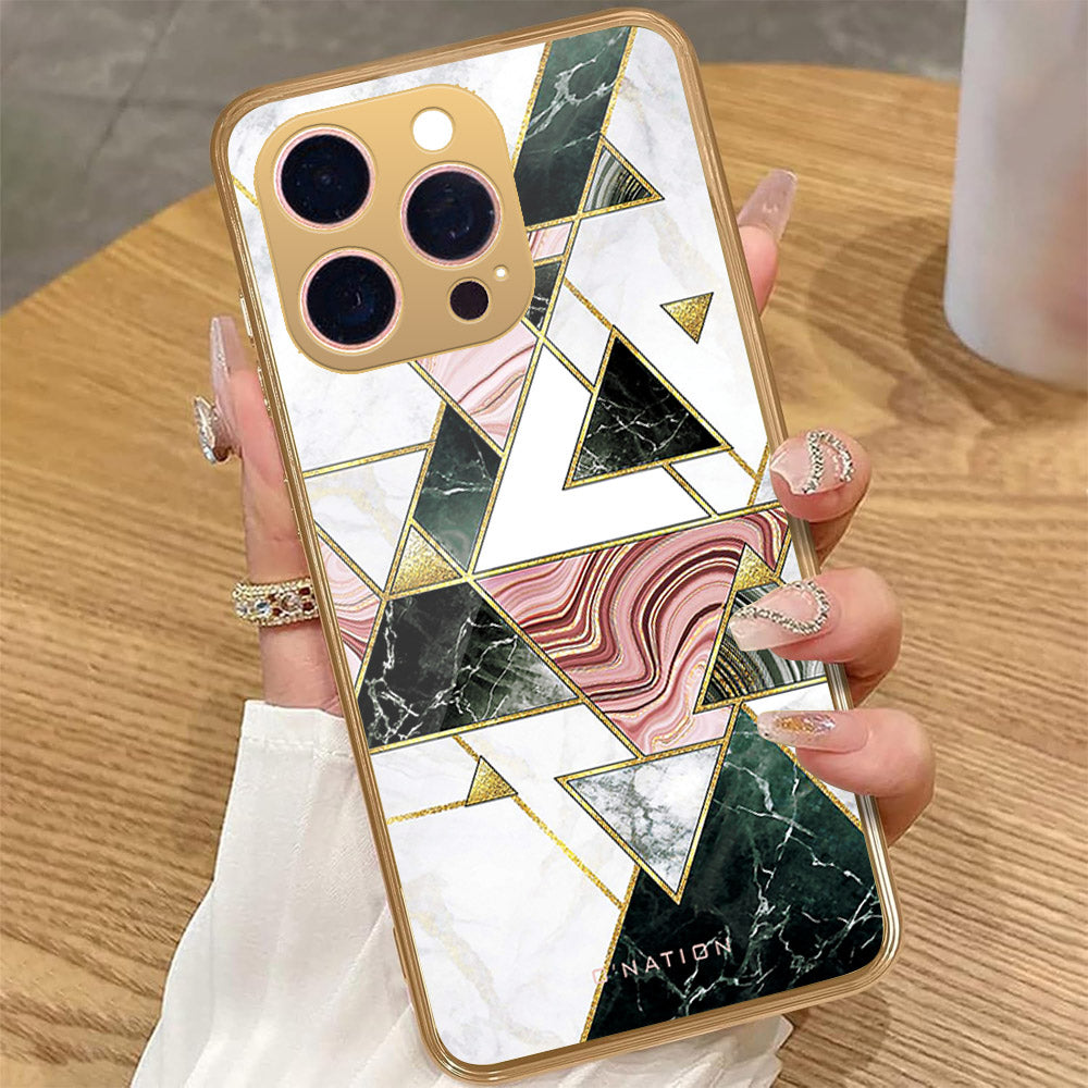 iPhone 15 Pro Max - O'Nation Shades of Marble Series - HQ Premium Shine Durable Golden Electroplate Case