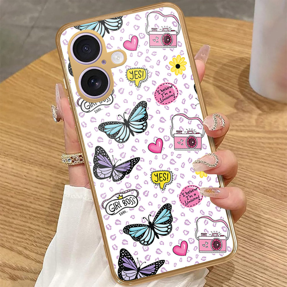 iPhone 16 - Vanilla Dream Series - HQ Premium Shine Durable Golden Electroplate Case