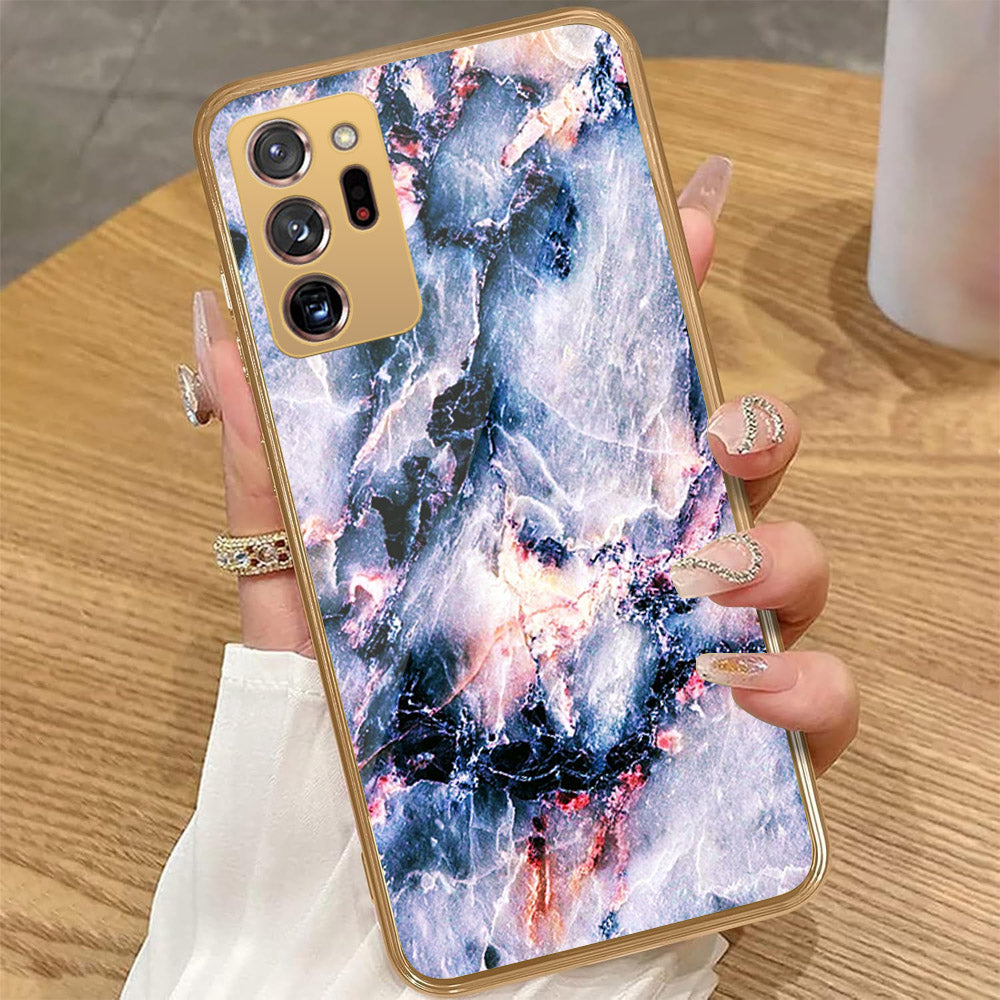 Samsung Galaxy Note 20 Ultra - White Marble Series 2 - HQ Premium Shine Durable Golden Electroplate Case